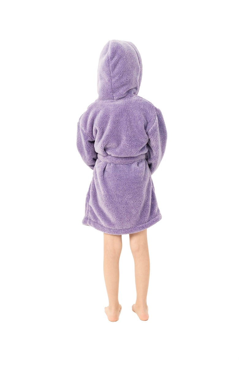 BC BARE COTTON Kids Microfiber Fleece Hooded Robe - Girls - Lavender - XLarge - Image 3